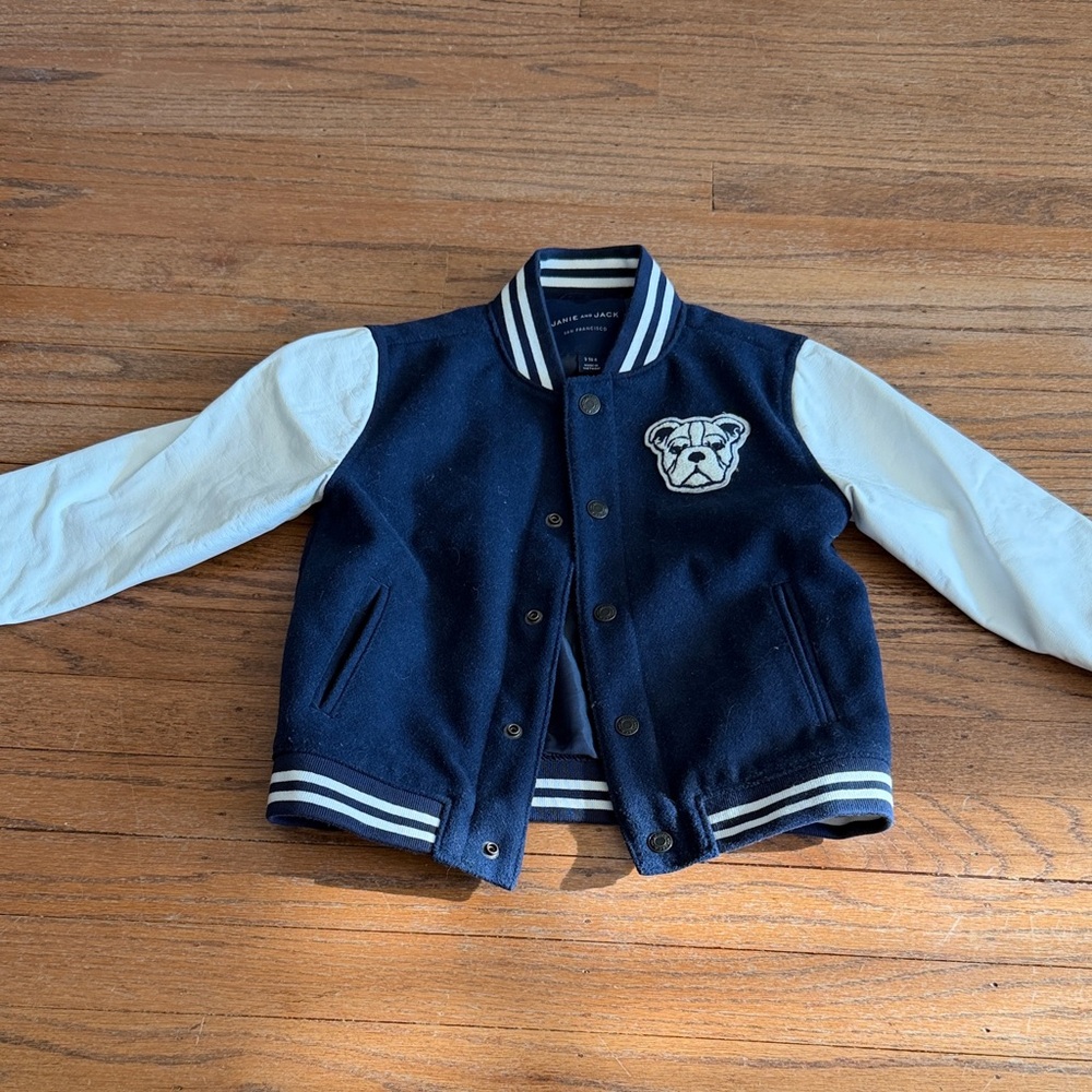 Janie and Jack Navy and White Bulldog Jacket